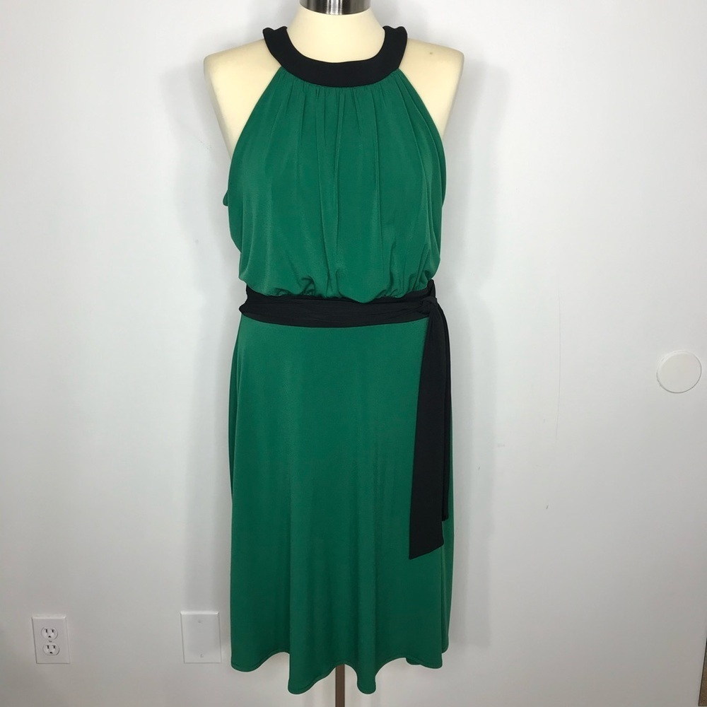 London Times Green High Neck Dress